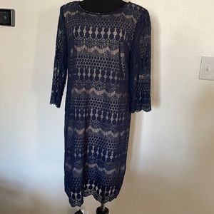 AUW Navy Lace Sheath Dress